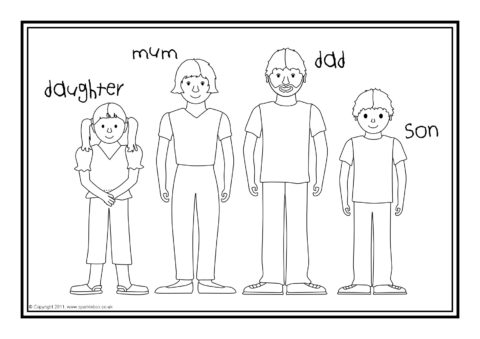 Coloring Pages Of A Family With Three Kids 7