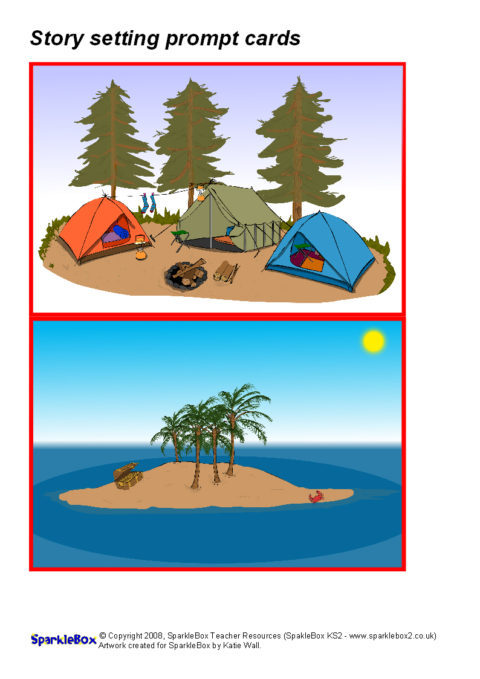The story is set. Setting of the story. What is setting in a story. Desert Island story. Picture prompts for stories.