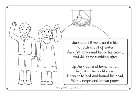 Jack and Jill Colouring Sheets.
