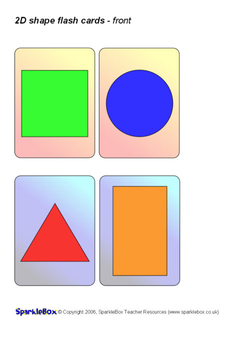 FIRST FLASH cards and poster School~Nursery~Childminder 2D shapes and colours 