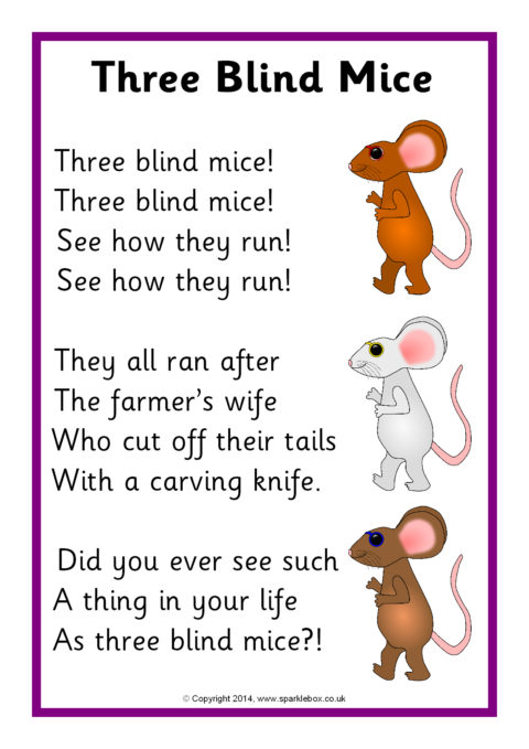 Three Blind Mice Song Sheet (SB10679) - SparkleBox