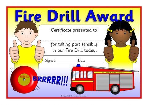 drill fire certificates preschool sparklebox award awards safety kids printable certificate school week successful kindergarten pupils participation daycare worksheets prevention