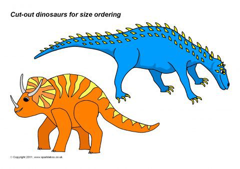 Cut-Out Dinosaurs for Size Ordering