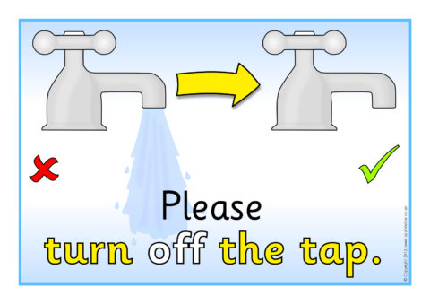 2 X PLEASE TURN OFF TAP AFTER USE  SIGN stickers 