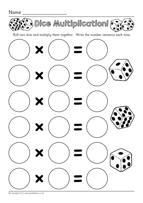 Multiplication Roll and Color Activity (Two Dice) - Twinkl