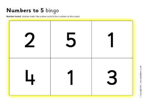 Numbers to 5 Counting Bingo