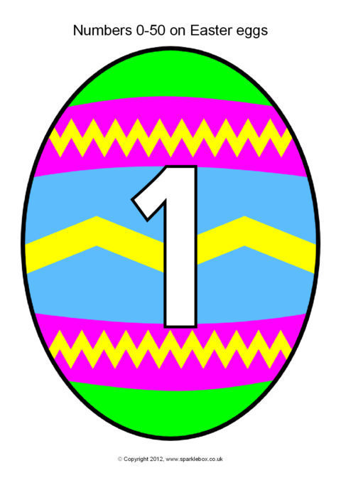 Numbers 0-50 on Easter Eggs (SB692) - SparkleBox