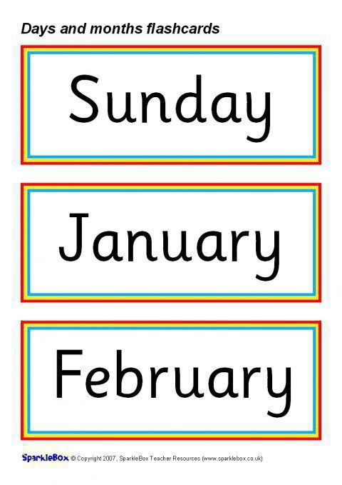 Days And Months Flash Cards Sb1017 Sparklebox