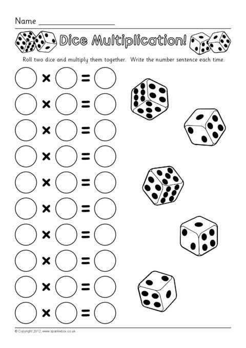 Dice Multiplication Game Worksheet