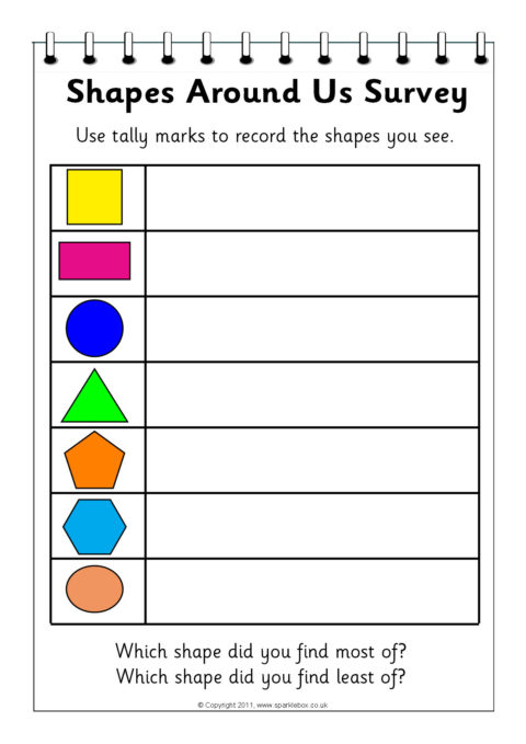 Shapes Hunt and Survey Worksheets